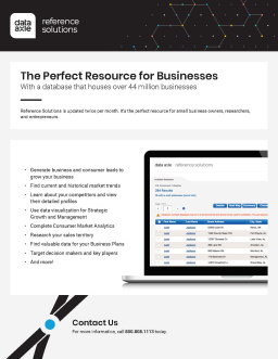 A flyer with information about Data-Axle for small businesses.
