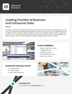 A flyer with information about Data-Axle.