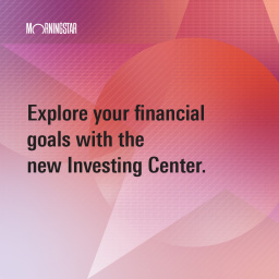 A purple and pink abstract background with information about Morningstar.