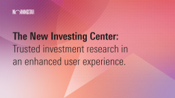 A purple and pink abstract background with information about Morningstar.