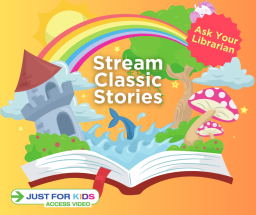 A castle, ocean, mushrooms, and rainbow growing out of the pages of a book.