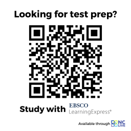 A QR code linking to LearningExpress.