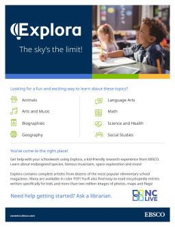 Information about Explora with a photo of two children in a classroom in the top right corner.