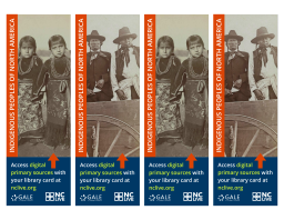 Two alternating bookmarks with sepia photos of indigenous people. Below is information about the collection.