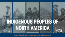 A collage of five black-and-white images of Indigenous People with white text overlayed reading "Indigenous Peoples of North America"