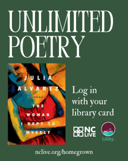 The cover of "The Woman I Kept to Myself" on a green background with a link to the HomeGrown poetry collection.