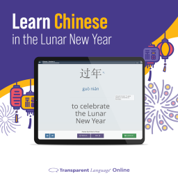 A screen showing a Chinese lesson on Transparent Language.